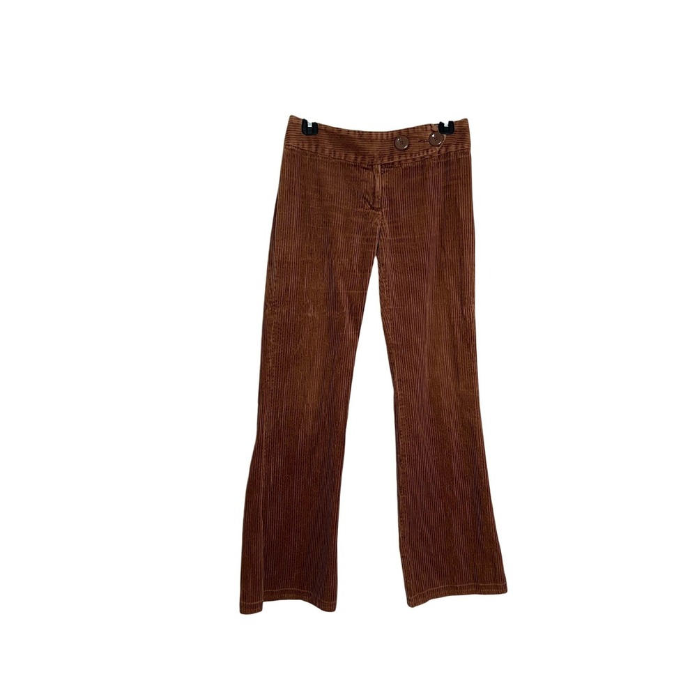 Vintage Rust Brown Wide Wale Corduroy Flare Pants Low Rise Double Button Size 10